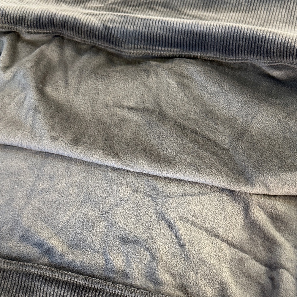 Cable & Gauge Charcoal Velour Corduroy Funnel Neck Pullover Cozy Boxy Large - Picture 10 of 10